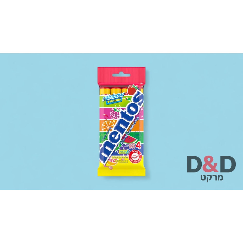 סוכריות מנטוס בטעם מיקס פירות 4יח=MENTOS