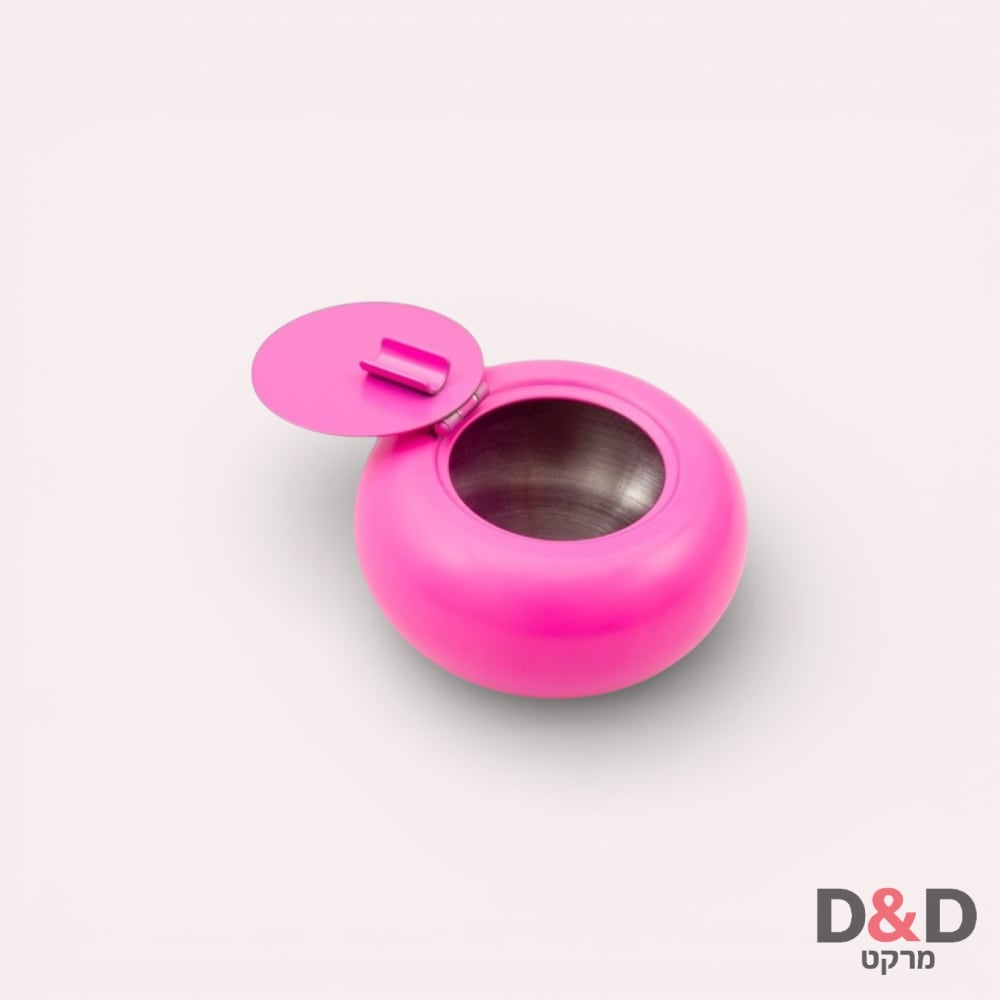 מאפרת – מתכת עם מכסה "ורוד