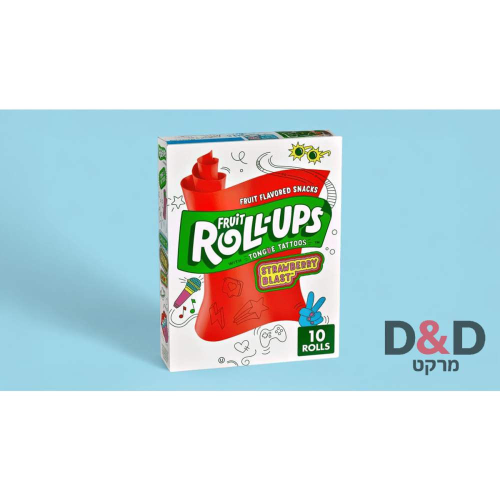 Fruit Roll Ups Strawberry Blast 141g=רול אפס בטעם תות