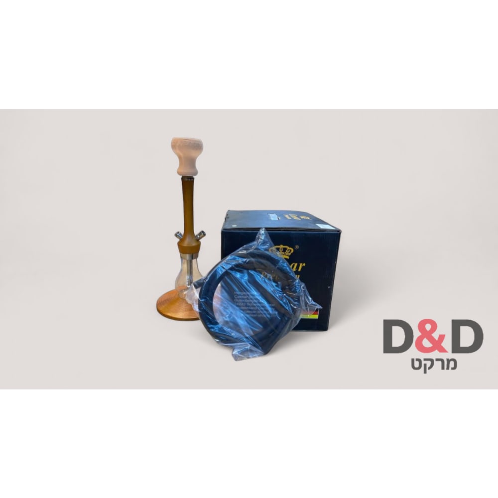 נרגילה + פחמים + נייר כסף + טבק | Caesar Shisha Premium | עץ וזכוכית | סט מלא