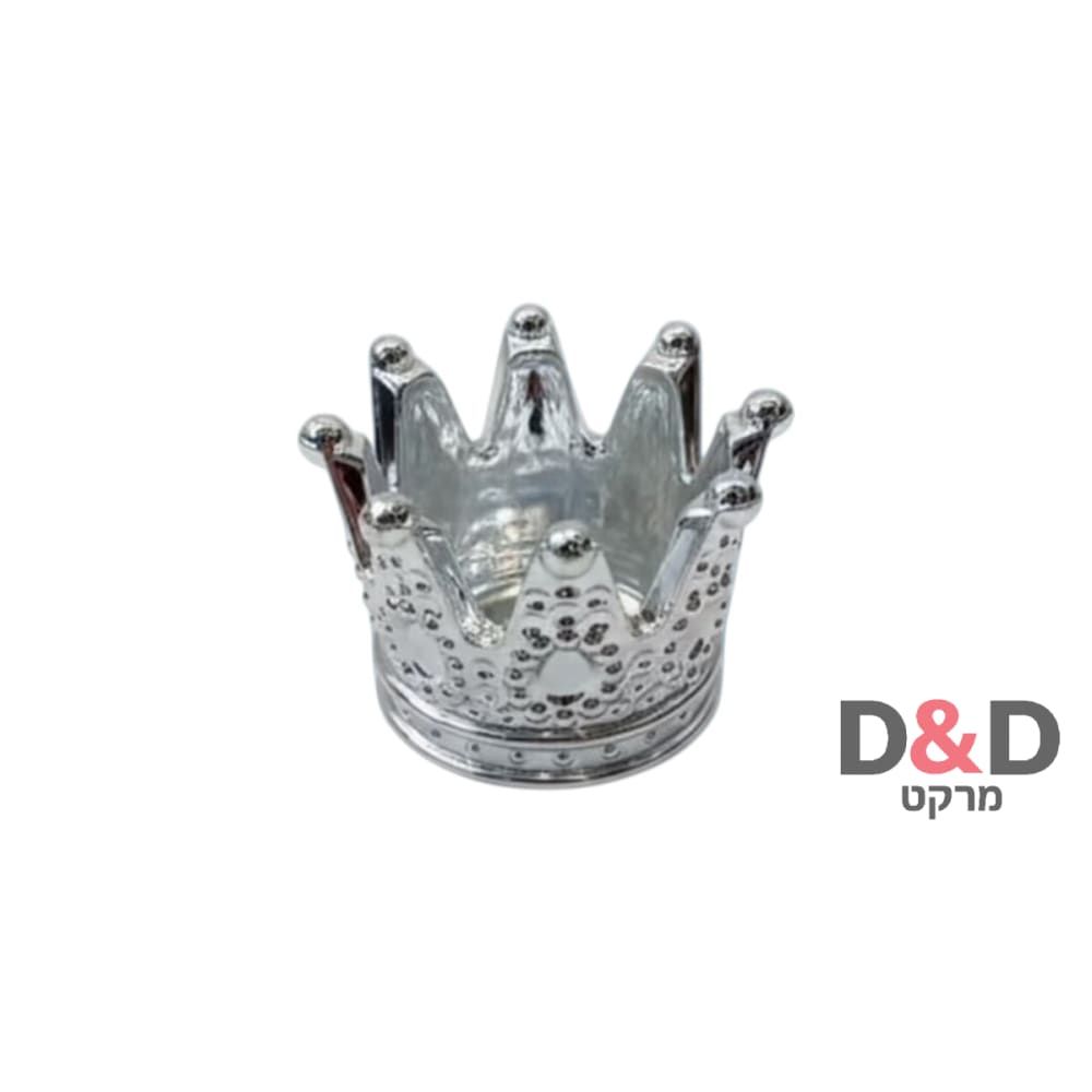 silver=מאפרת – מיני כתר זכוכית קריסטל – Mini Crown Crystal Ashtray