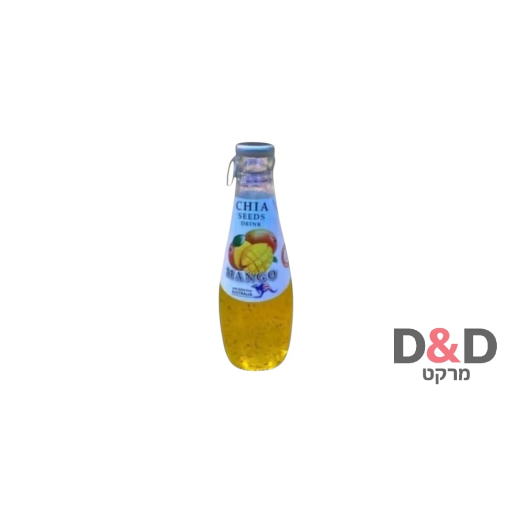 מיץ פרי עם זרעי צ'יה בטעם מנגו
