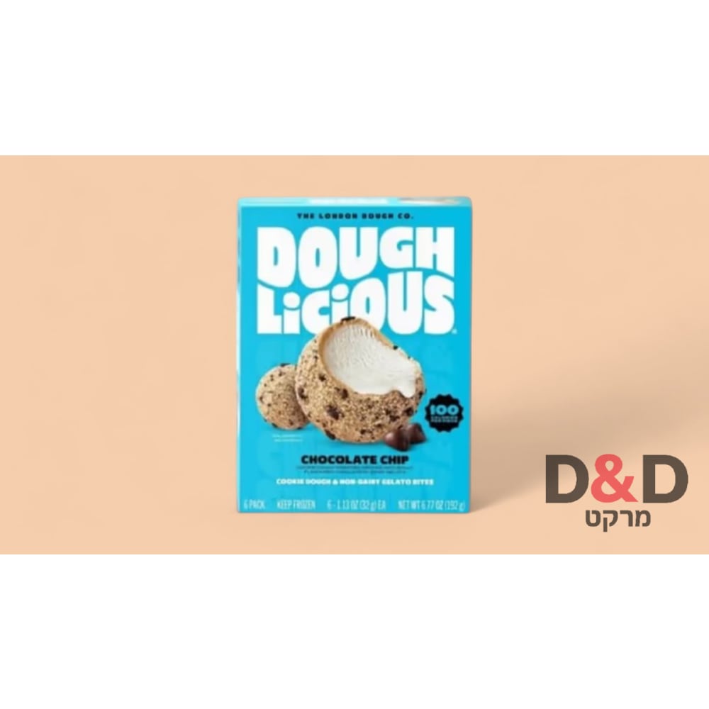 DOUGHLICIOUS = גלידה  בצק עוגיות שוקולד ציפס ונילה 6יח במארז