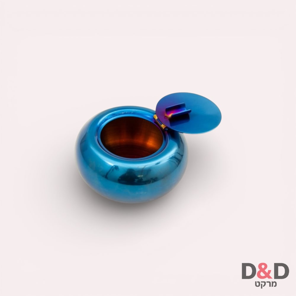 מאפרת – נירוסטה עם מכסה "כחול"
