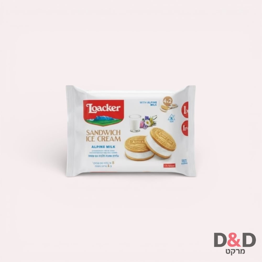 גלידת שמנת ונילה-4יח=Loacker Tortina