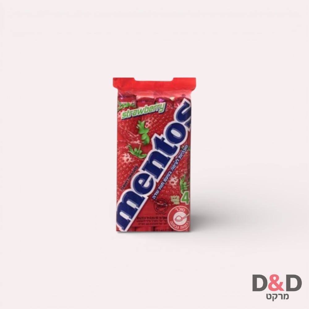 סוכריות מנטוס בטעם תות 4יח=MENTOS