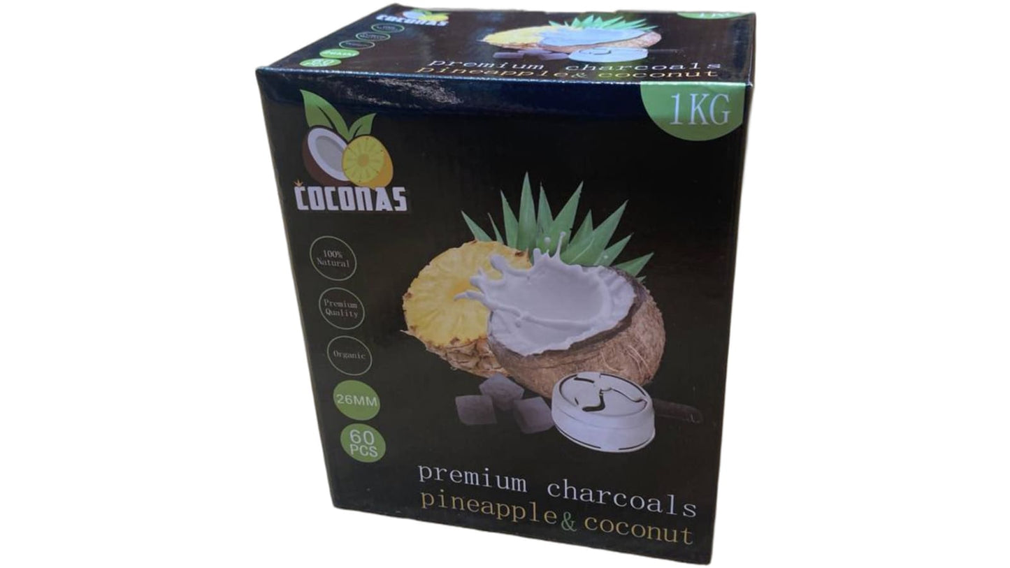 COCONAS | פחמים לנרגילה | Pineapple & Coconut | 26MM | 60 יח׳ | 1KG